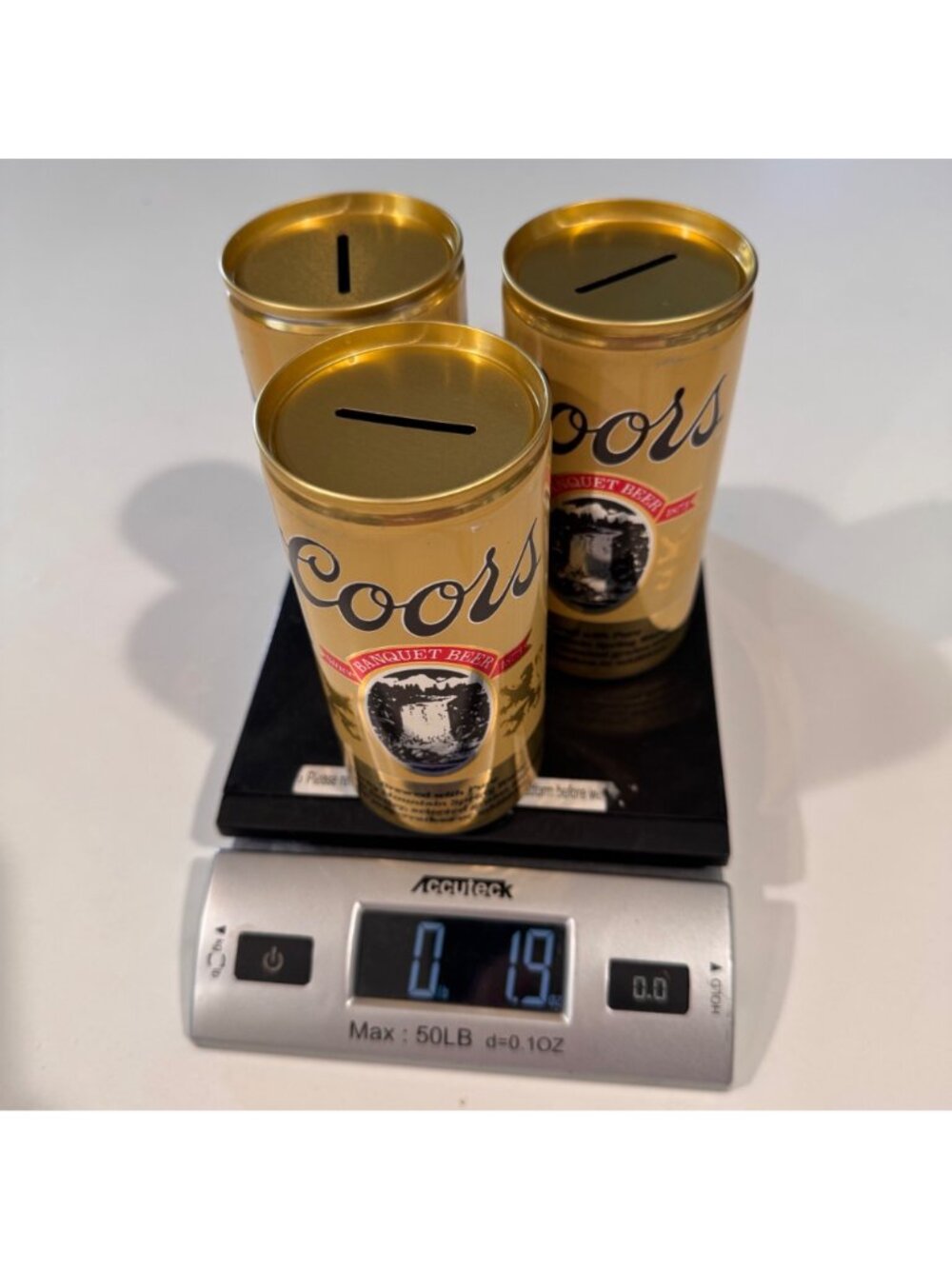 Coors Banquet Beer Collectible Advertising Bank Set Of 3 Goldtone Brewmania Vtg - Picture 9 of 10